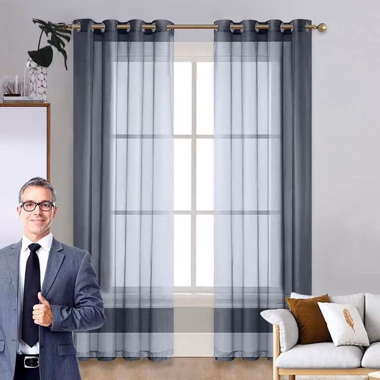 Grijs Verduisteringsgordijn voor Ramen en Deuren - Half-Transparant en Luchtig - 175 x 245 cm
