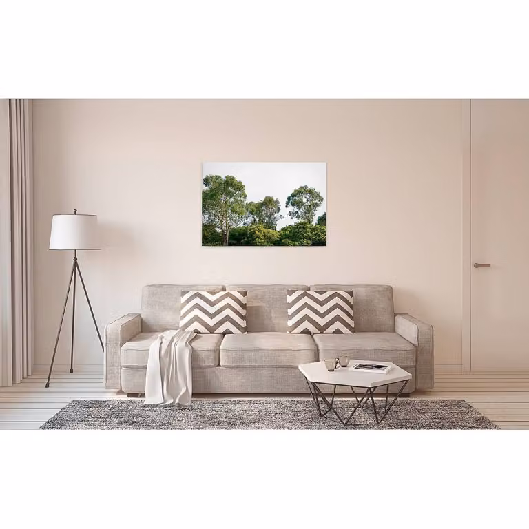 home24 Treetop afbeelding groen van polyester en sparrenhout, 90 x 60 cm