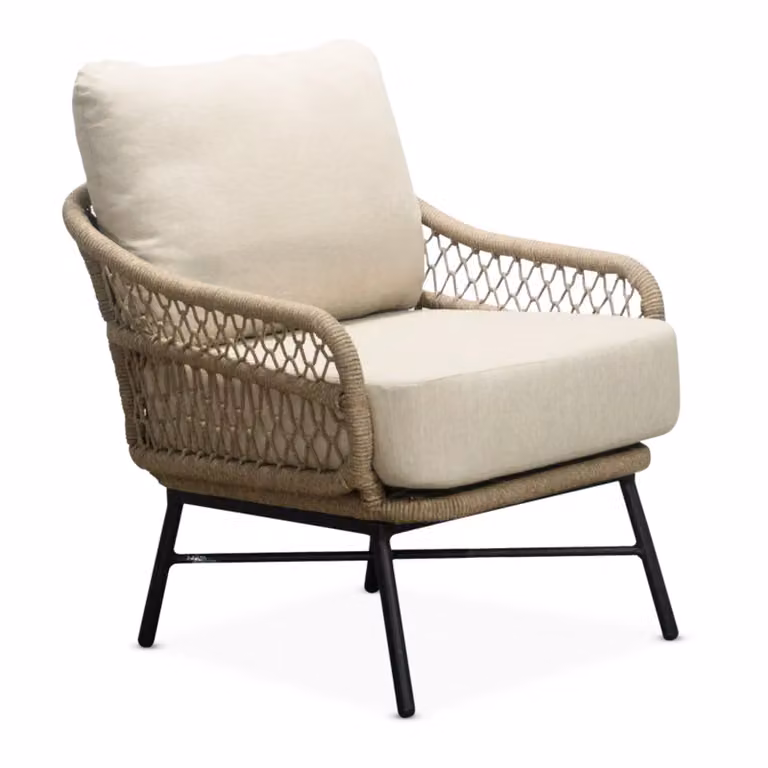 LUX outdoor living Ventura low dining tuinstoel aluminium en touw Sahara Dust