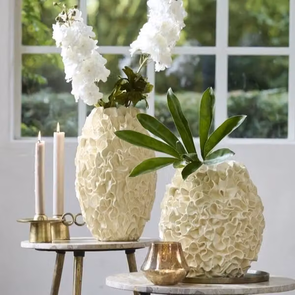 Light & Living Vaas Agello rond beige B: 28 cm, D: 28 cm, H: 29 cm