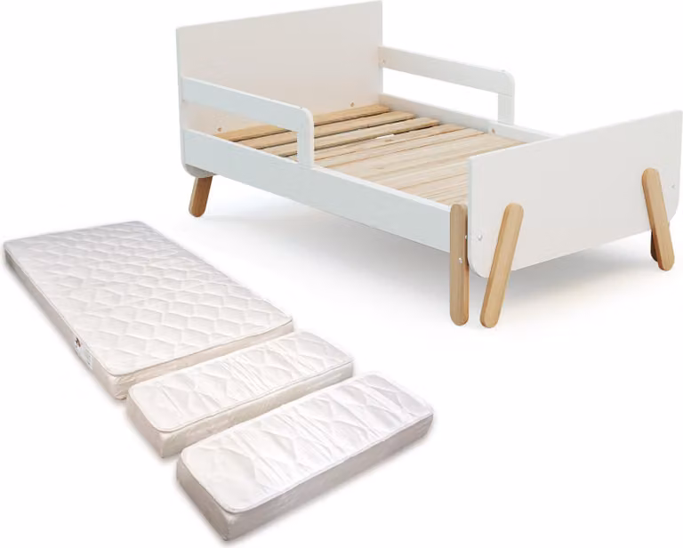 JURABABY Uitschuifbaar houten kinderbed PIRATE inclusief matras B/D/H: 80 x 140-165-190 cm