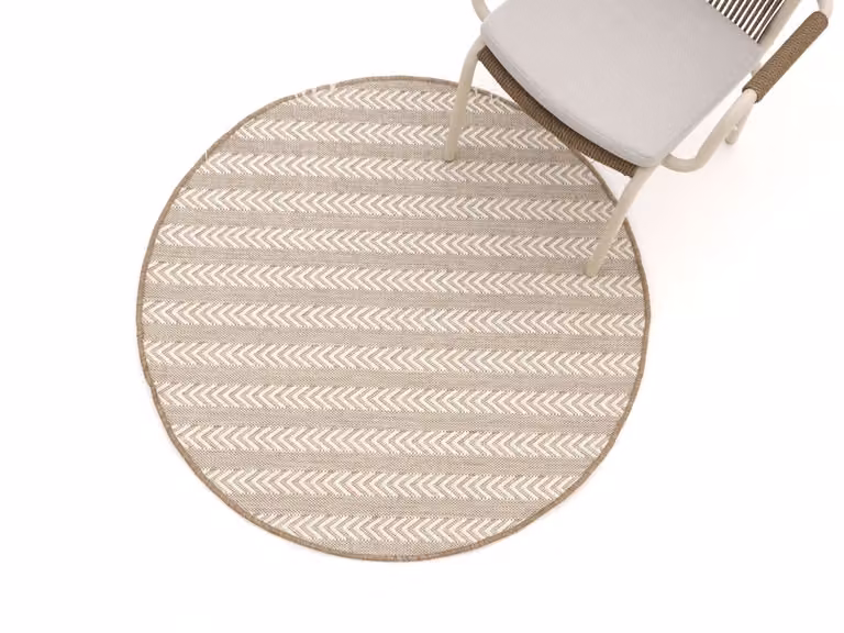 Rond Buitenkleed Kees Smit Tuinmeubelen Wit met Herringbone patroon, Diameter: 120 cm