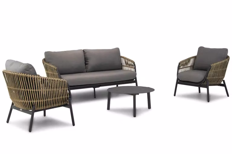 Coco 4-delige loungeset met aluminium frame en kussens, grijs