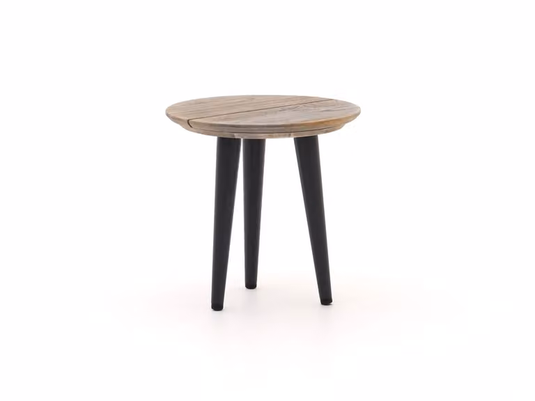 Ronde bijzettafel ROUGH van teakhout voor in de tuin, bruin/grijs, Ø 40 cm