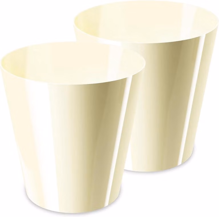 Set van 2 decoratieve bloempotten van UV-bestendig kunststof, 13 cm, Ecru