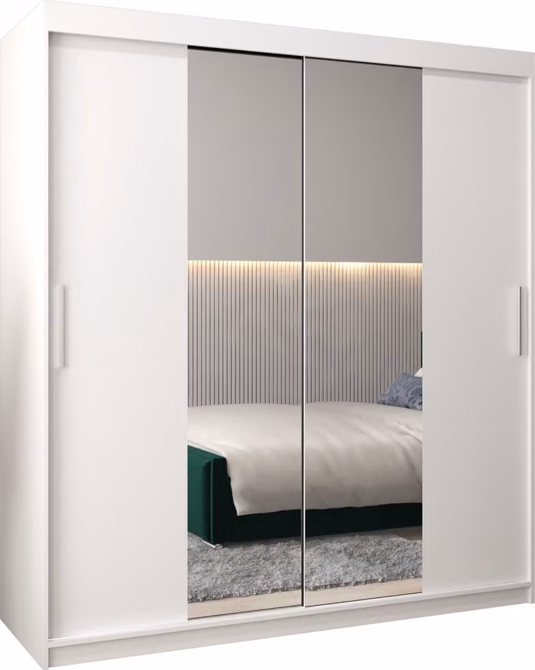 InspireMe TORM I 180 Kledingkast met 2 schuifdeuren en 4 lades - Wit Mat - B/D/H: 180 x 62 x 200 cm