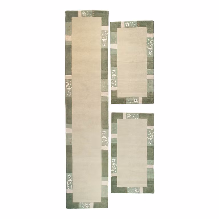 home24 Bedomranding Royal Ganges 3-delig groen wol Breedte: 70 cm, Lengte: 620 cm