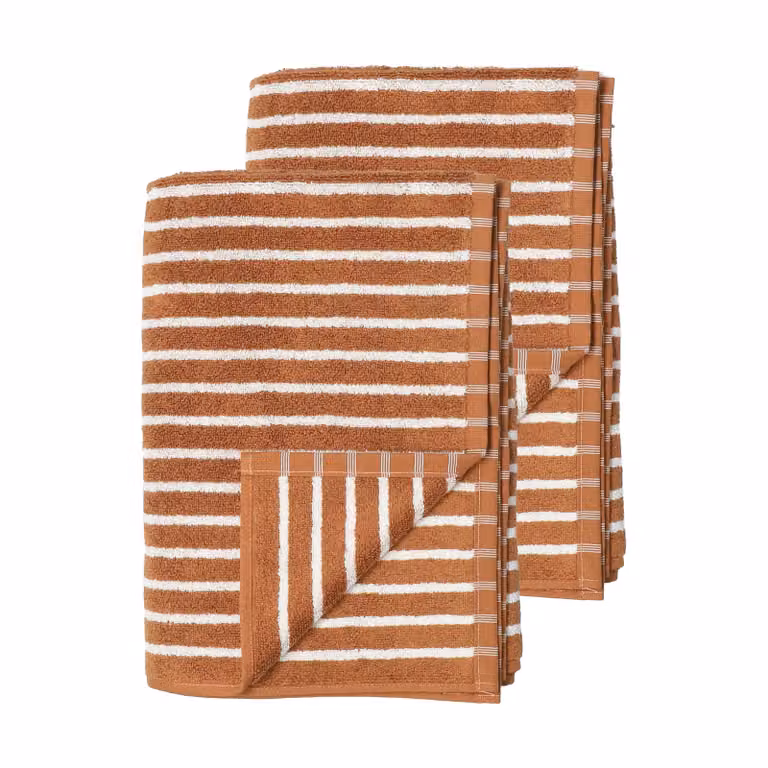 Scandi Living Drift badhanddoeken 2-pack - Bruin-wit - B: 100 cm, L: 150 cm