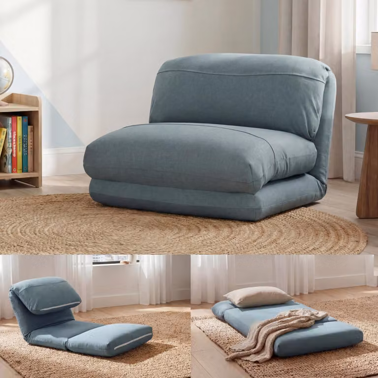 Mendler Slaapfauteuil HWC-E68 Relaxfauteuil Grijs-blauw