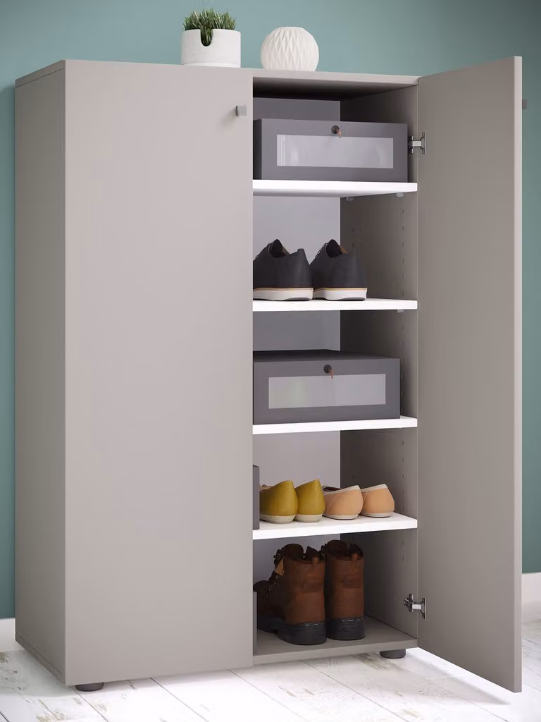 home24 Schoenenkast type A grijs, B/D/H: 110 x 70 x 39 cm
