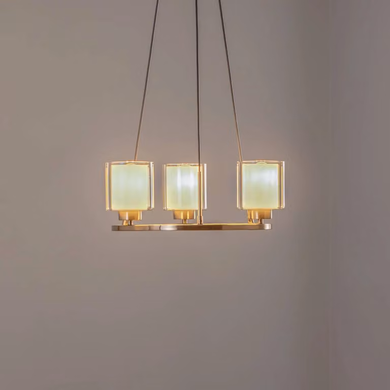 Lucea Ressa Kroonluchter in brons en oud-messing met glas, dimbaar