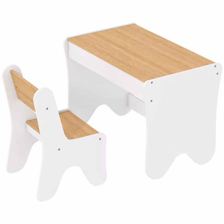 AIYAPLAY Kinder tafel- en stoelset met lade, 2-delig, wit