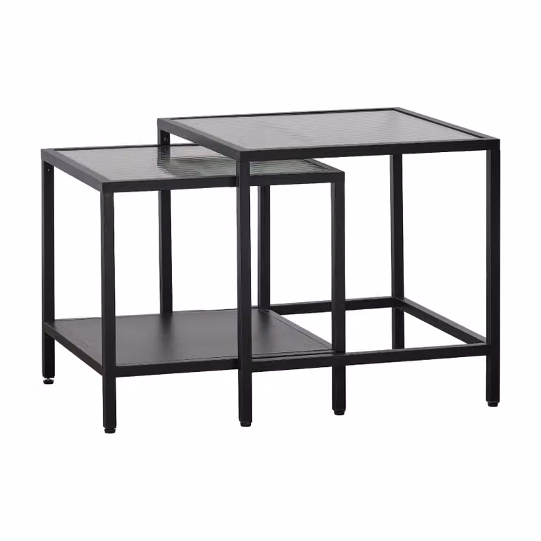 Nest of Nora Salontafel set van 2 - Soren - Glas en metaal - Zwart