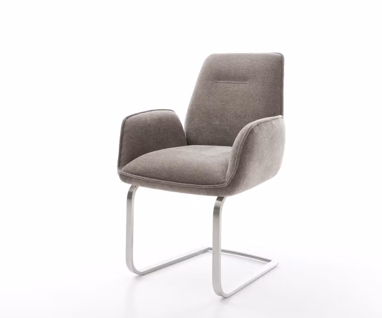 DELIFE Zoa-Flex Sledemodel Stoel met Pocketveer Kern in Taupe met Structuur en Roestvrij Staal