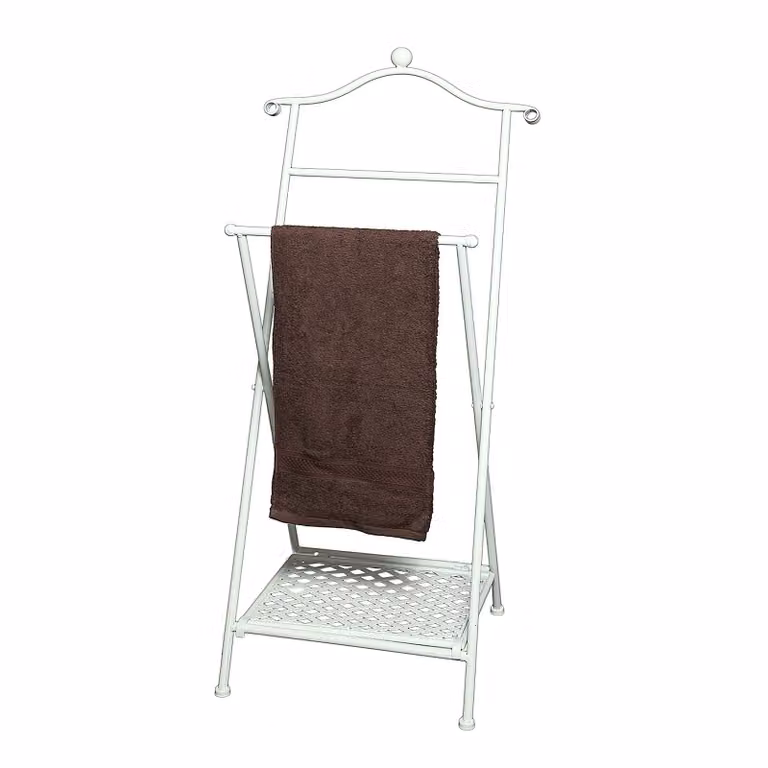 home24 Handdoekhouder Taiho gepoedercoat ijzer bruin/wit B/D/H: 45 x 105 x 35 cm