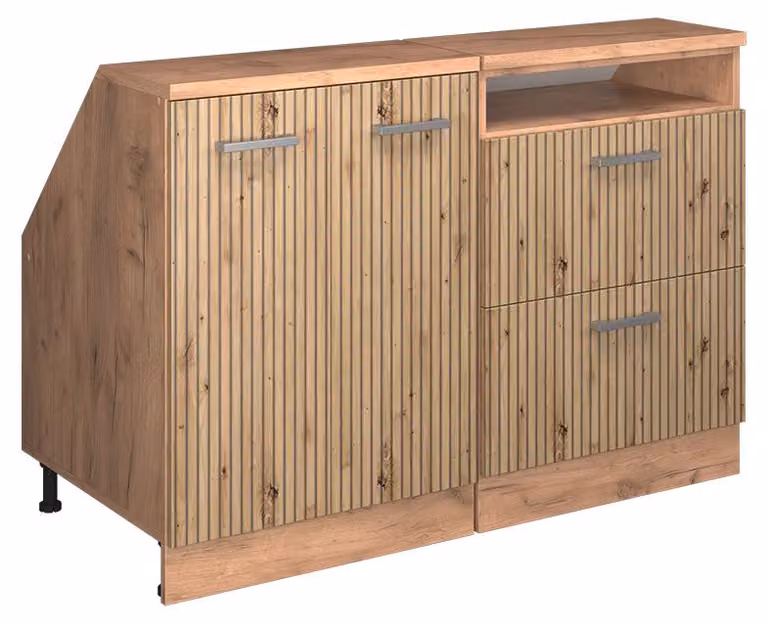 Vicco R-Line Keukenkast voor schuine wand, Set van 2 kastrompen, Artisanaal eiken, Breedte: 120 cm, Diepte: 60 cm