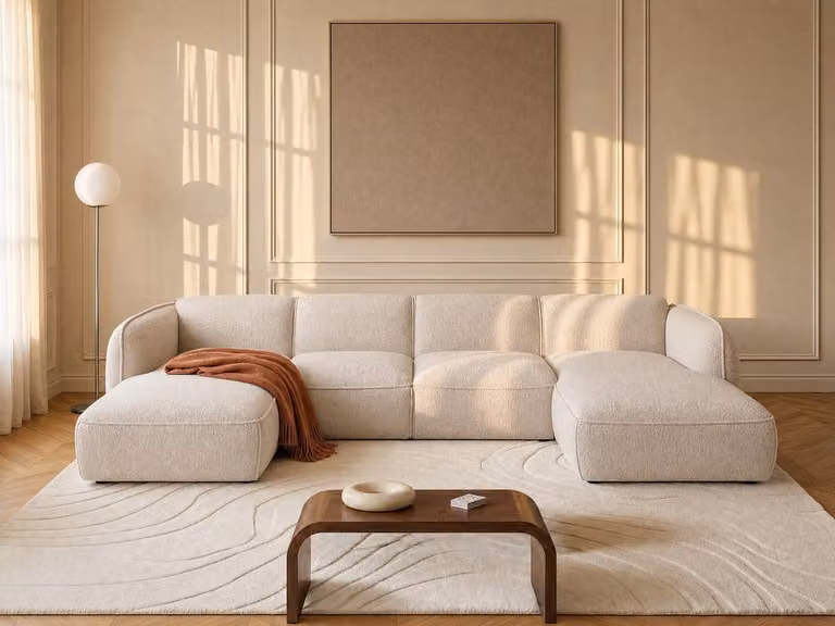 Maison Céphy CAMILIO Chaise longue rechts in beige chenillestof