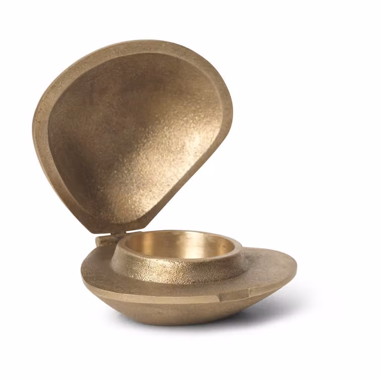 Ferm Living Clam lantaarn voor waxinelichtjes in brons en goud