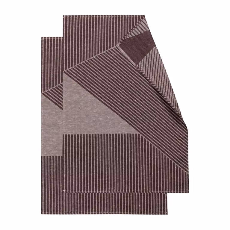 NJRD Stripes keukenhanddoek 2-pack Bruin-wit 47 x 70 cm