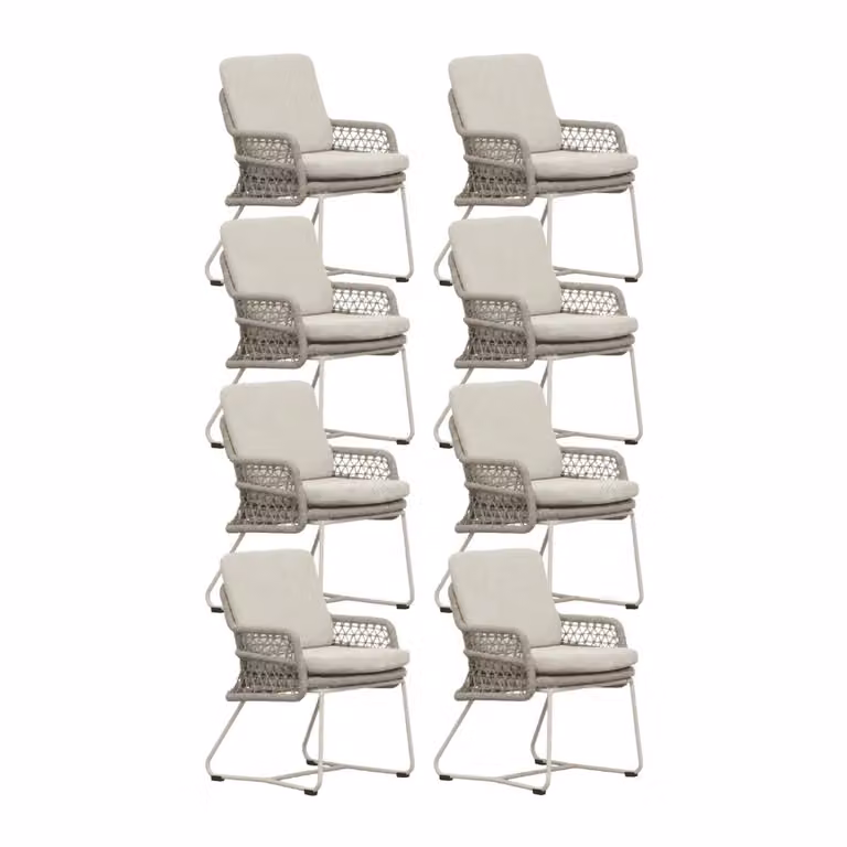 Gianna tuinstoel set van 8 met touw en aluminium in Almond Beige