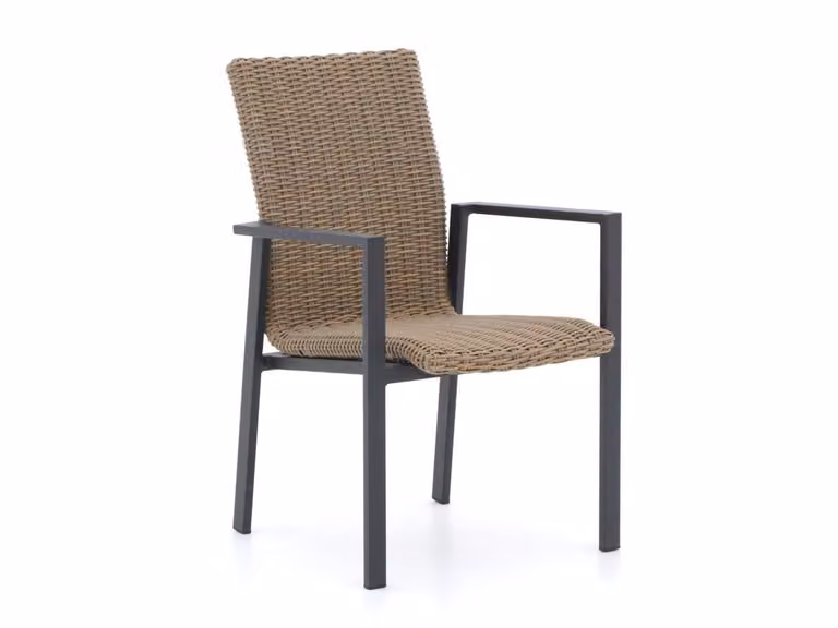 Manifesto Furniture Villongo Dining tuinstoel met armleuningen in beige en bruin polyrattan