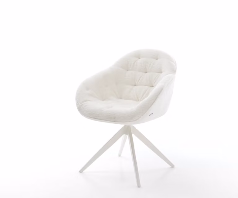DELIFE Gaio-Flex Draaistoel met Bouclé Stoffering, Beige/Wit, 360° Draaibaar