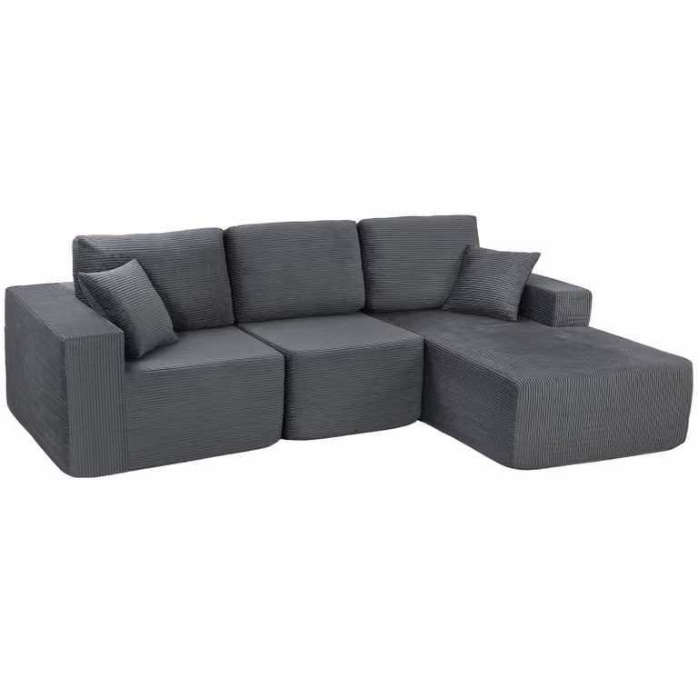 HOMCOM Modulaire L-vormige Hoekbank met Slaapfunctie en Diepe Zitting, Donkergrijs