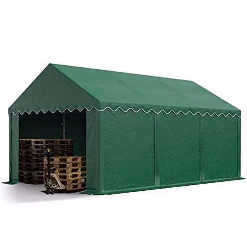 TOOLPORT Opslagtent 3x6 m met PVC-zeil en grondframe, donkergroen, waterdicht