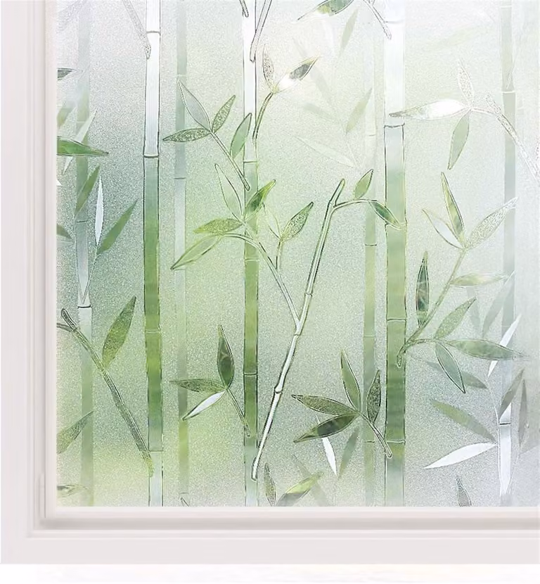Decoratieve raamfolie Bamboe Patroon Privacy Glasfolie Zonder Lijm 30x300 cm
