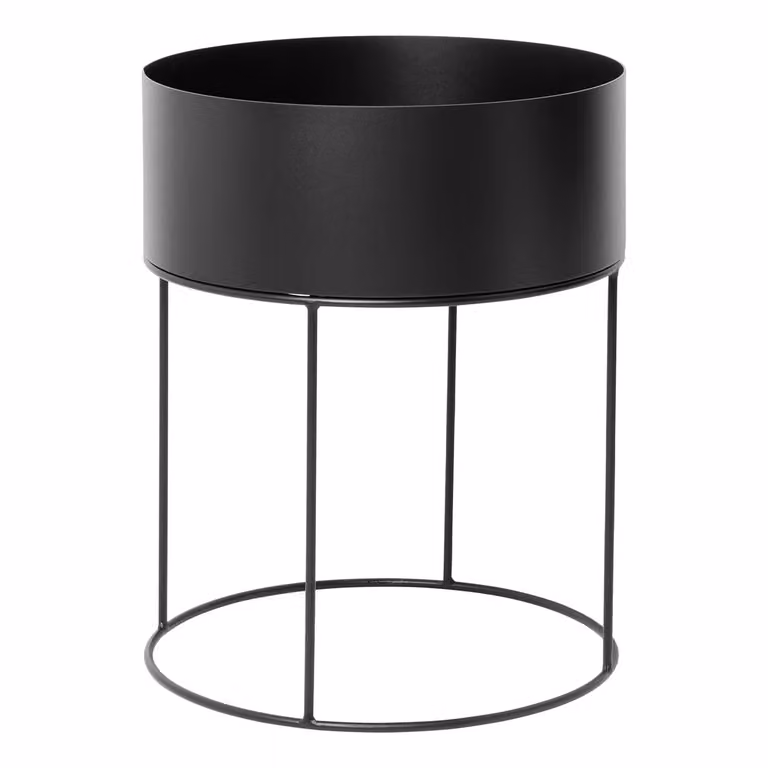 Ferm Living Plant Box Rond Zwart van Metaal