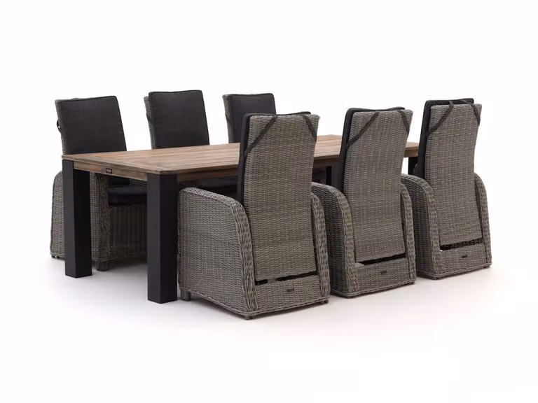 Intenso Furniture Diningset voor 6 personen, 7-delige moderne tuinset van bruin teakhout