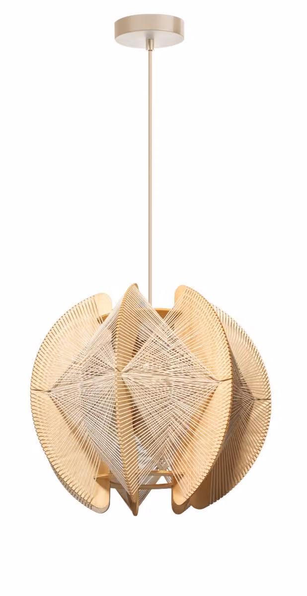 ETH Jessica houten hanglamp met draden beige Ø 40 cm