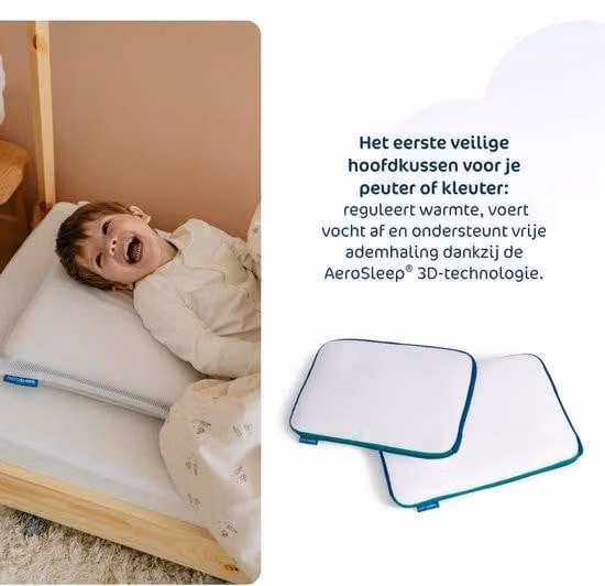 Unyqoos AeroSleep SafeSleep 3D-hoofdsteun voor baby's en peuters, verstelbare 2-in-1, medium, 35 x 50 cm