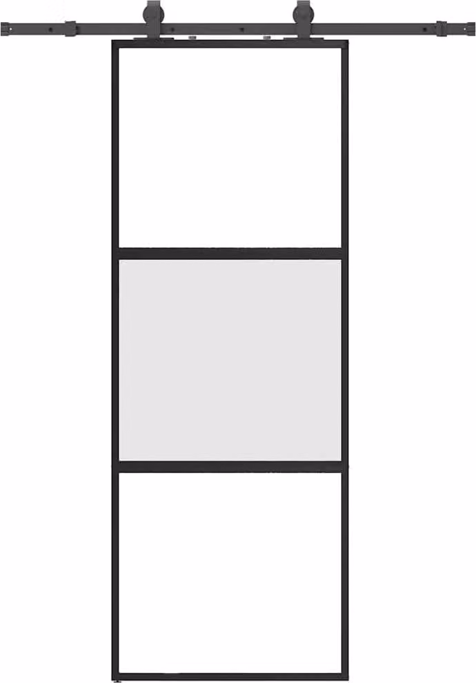 vidaXL Schuifdeur met beslag, zwart, 76 x 205 cm, veiligheidsglas
