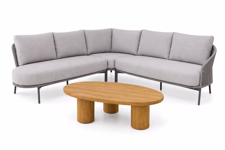 4 Seasons Outdoor Florence/Riah 4-delige hoek loungeset met kussens, grijs/bruin, 135 cm