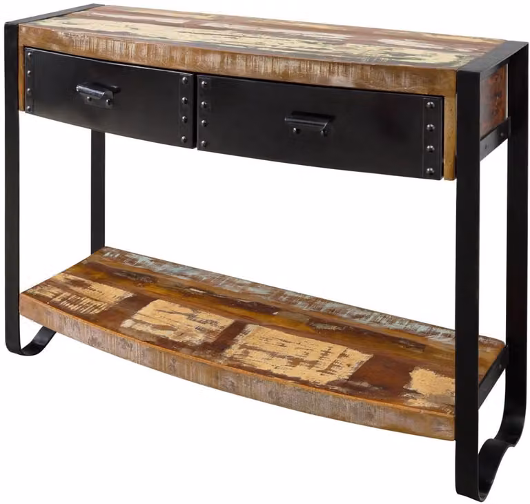 MASSIVMOEBEL24.DE Industrial #08 Consoletafel van veelkleurig gelakt massief sloophout, B/D/H: 105 x 35 x 80 cm