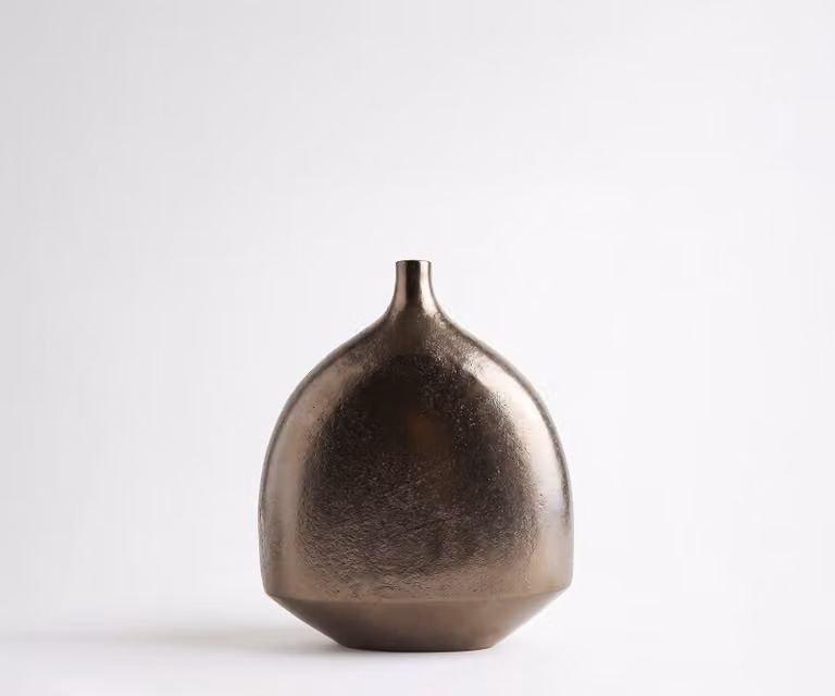 Delife Vaas Gutta Gegoten Aluminium in Mokka Bronze, B: 27 cm, D: 12 cm, H: 31 cm