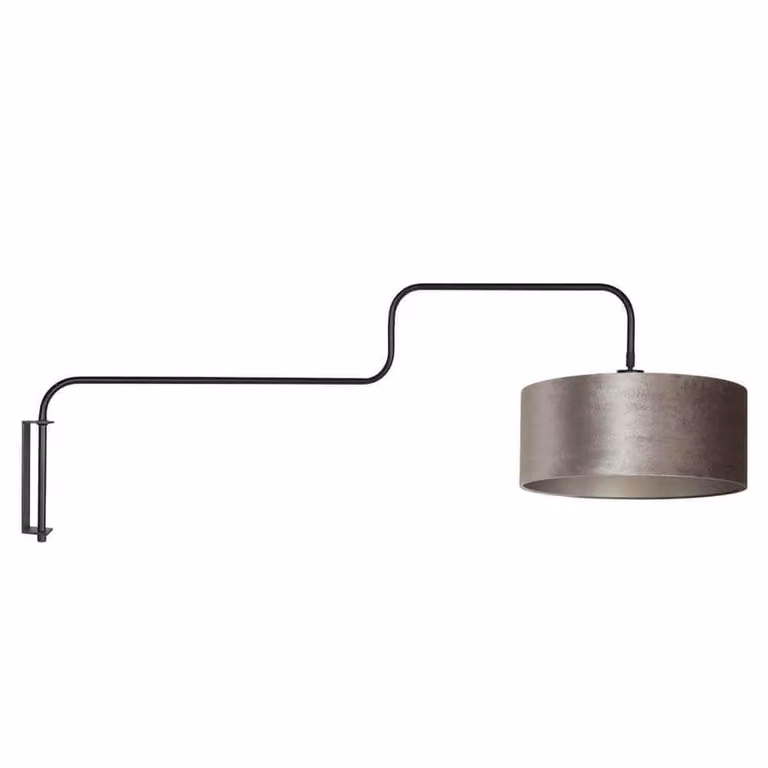 Steinhauer Wandlamp Bloeba zwart met zilvergrijze kap