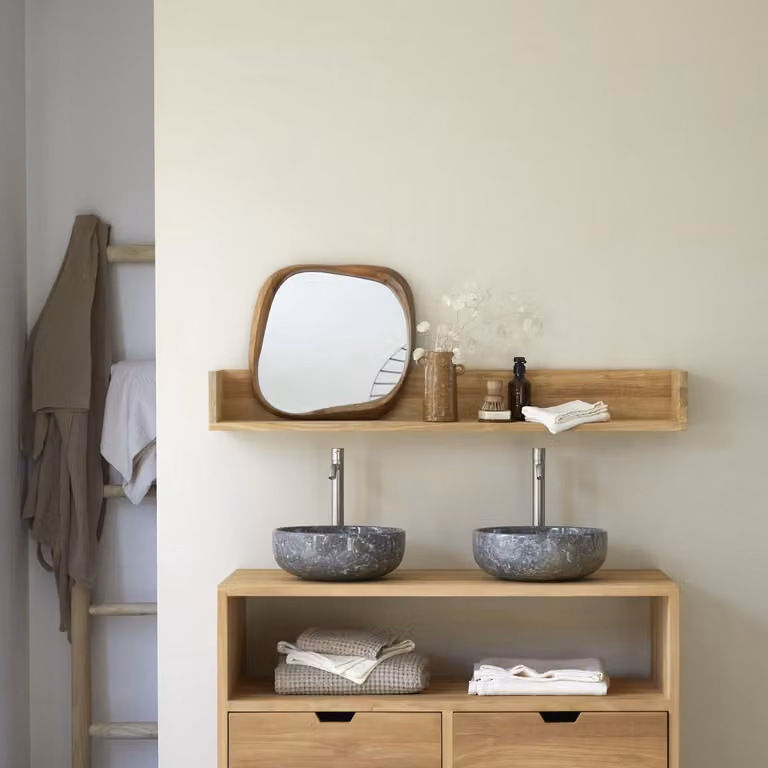 Tikamoon Badkamerrek Arty - Massief Teak - Bruin - B: 120 cm, D: 20 cm, H: 15 cm