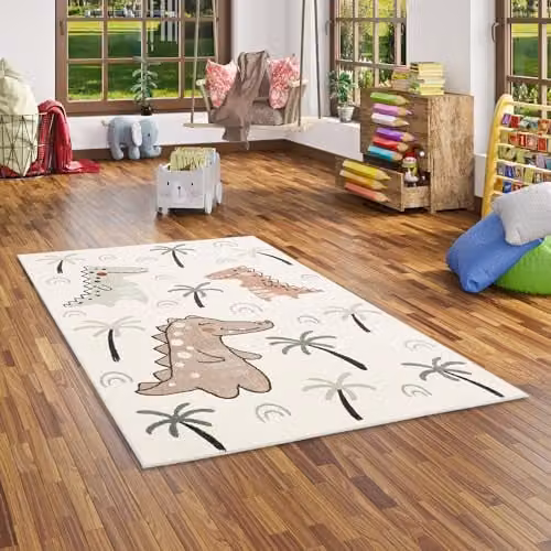 Softstar Kids Kindertapijt Grappige Dinosaurussen Crème