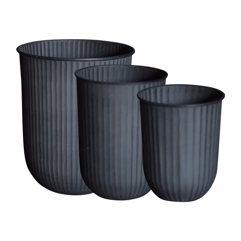DBKD Out stripe bloempot 3-pack Black voor op tafel