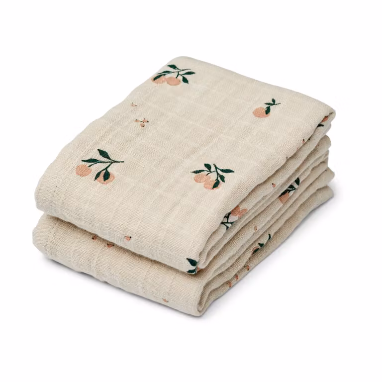 Liewood Lewis mousseline doek 2-pack Peach-Sea shell mix 65x65 cm