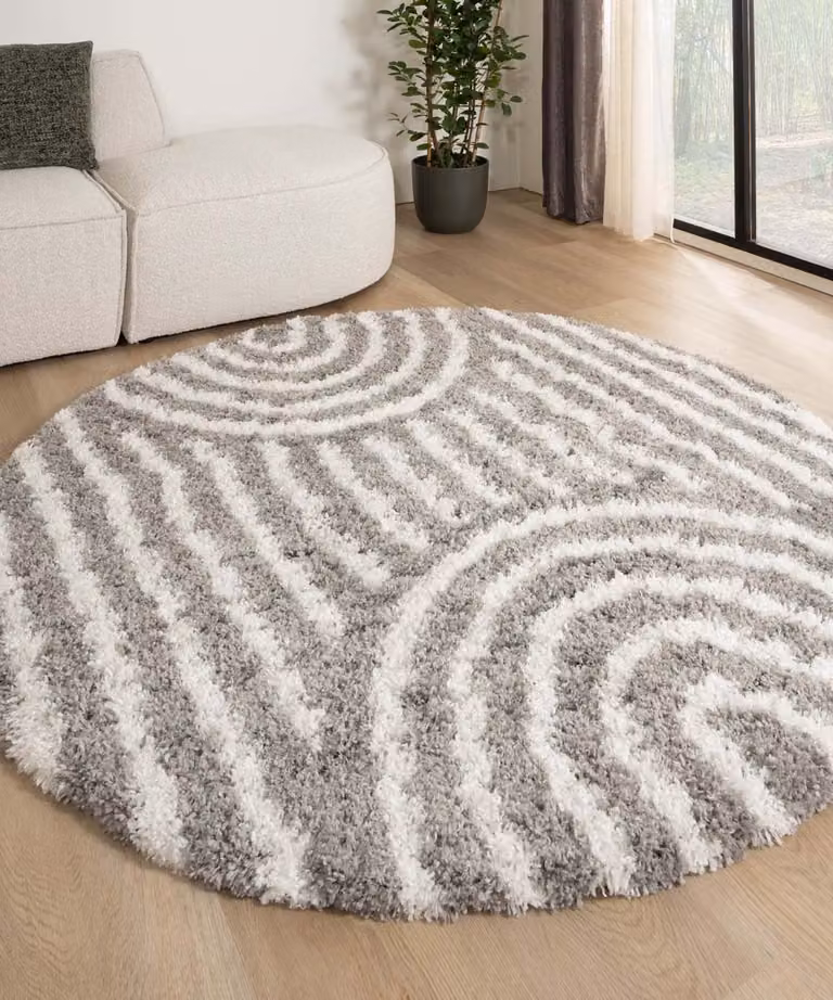 Scandinavisch rond vloerkleed Cozy Arch lichtgrijs 160 cm