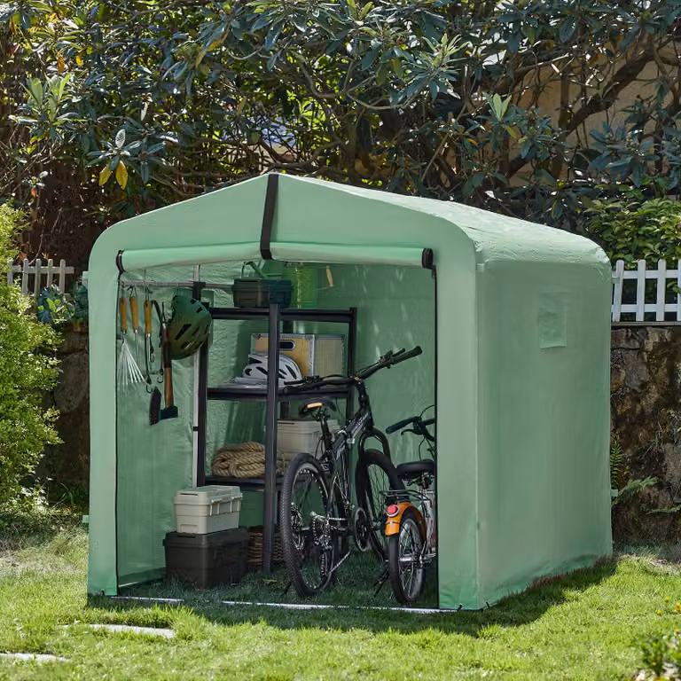 SoBuy Fietsschuur KLS11-L-GR Waterdichte Carport voor 2-4 fietsen met UV-bescherming
