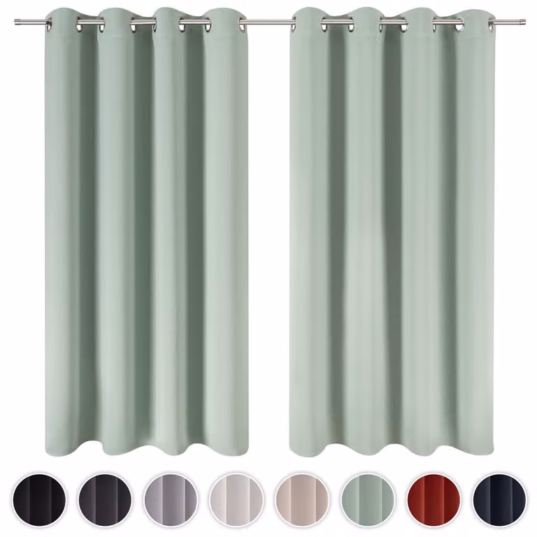 Blumtal Set van 2 Verduisterende Gordijnen met Ringen - Zomergroen - 140 x 175 cm