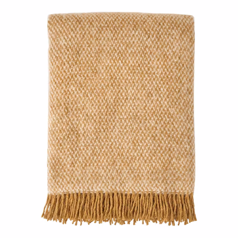 Scandi Living Sandstone wollen plaid Mosterd 130 x 180 cm