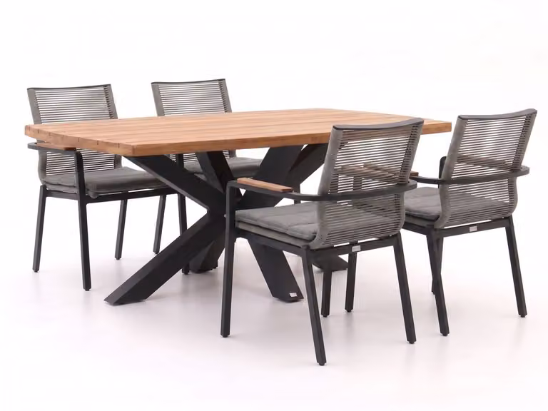 Bellagio Diningset voor 4 personen van bruin teakhout