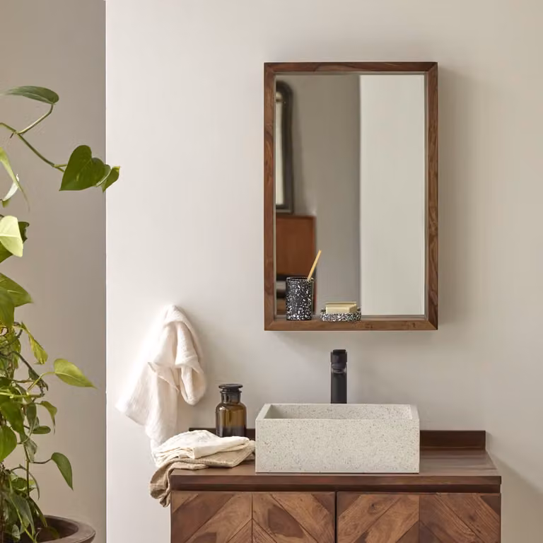 Tikamoon Moderne Wandspiegel van Palissanderhout - Bruin - 70 x 45 cm