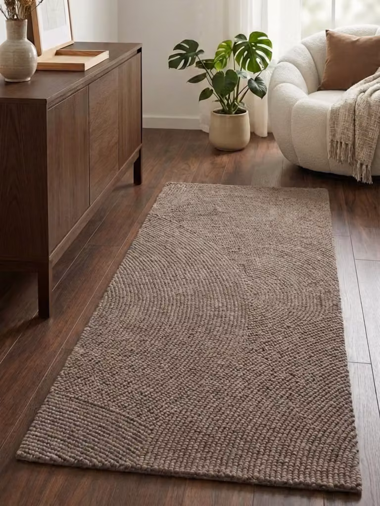 home24 Wollen loper Eleni bruin/beige B: 80 cm, L: 300 cm