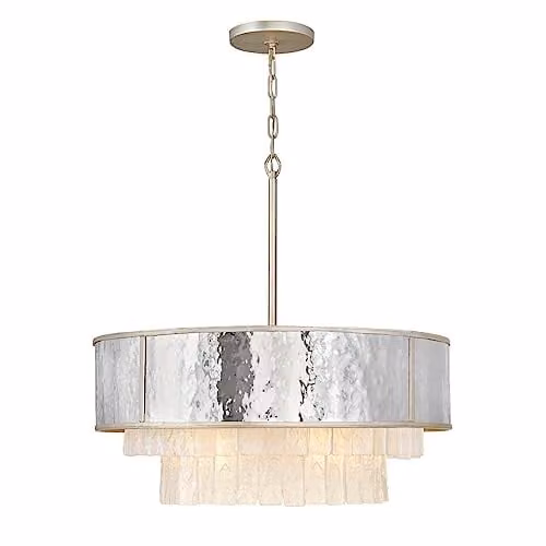 Hinkley Reverie cilindrische hanglamp champagne-goud met glas en metaal, dimbaar, 8x E14